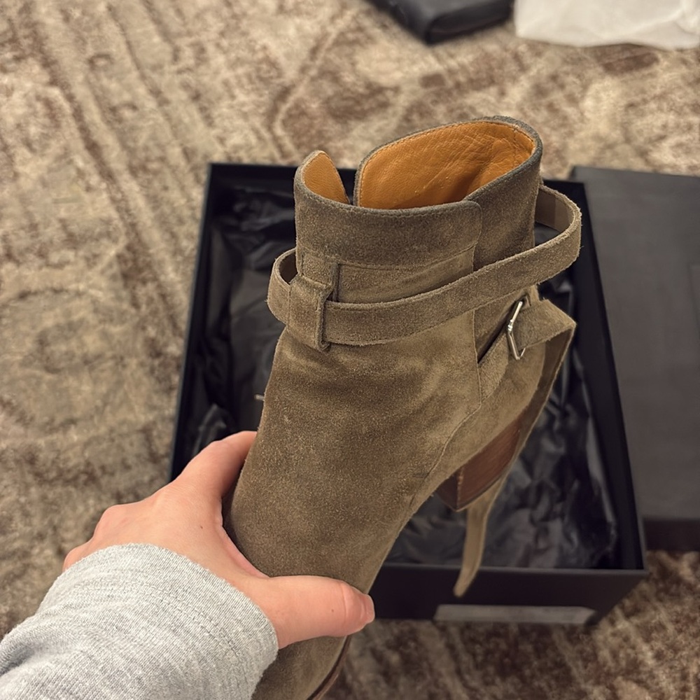 Saint Laurent Paris Suede Ankle Boots Khaki size EU37.5 - Picture 11 of 14